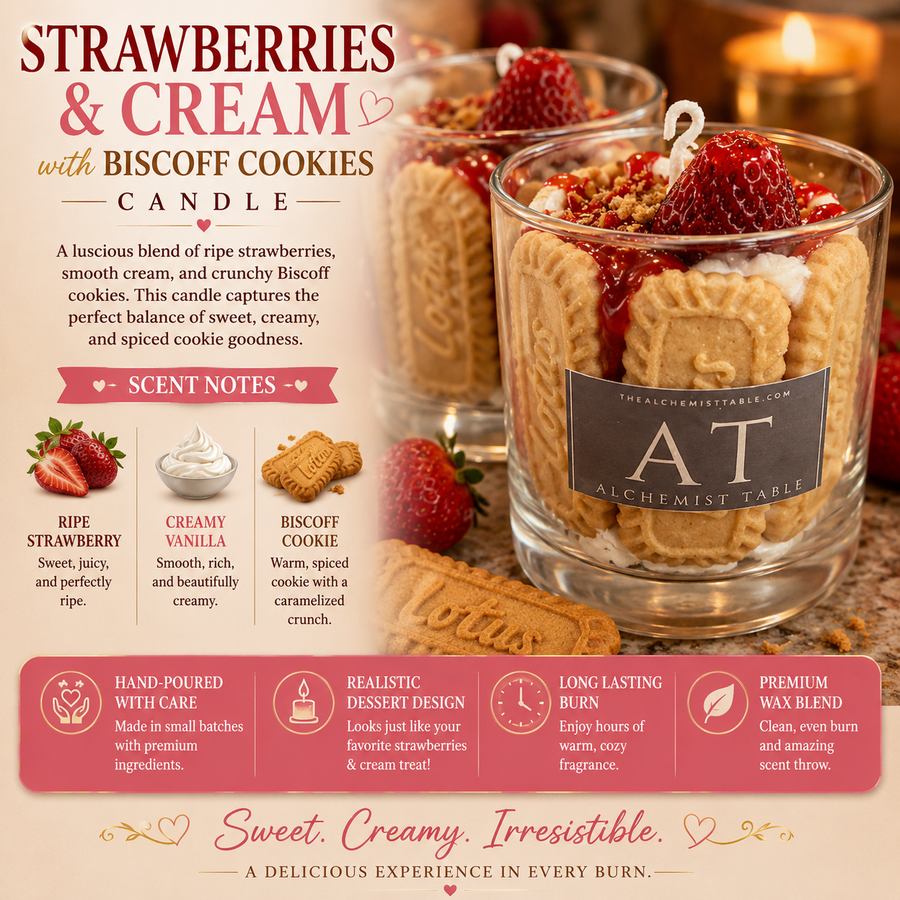 Strawberry and Cream with Biscoff Cookies